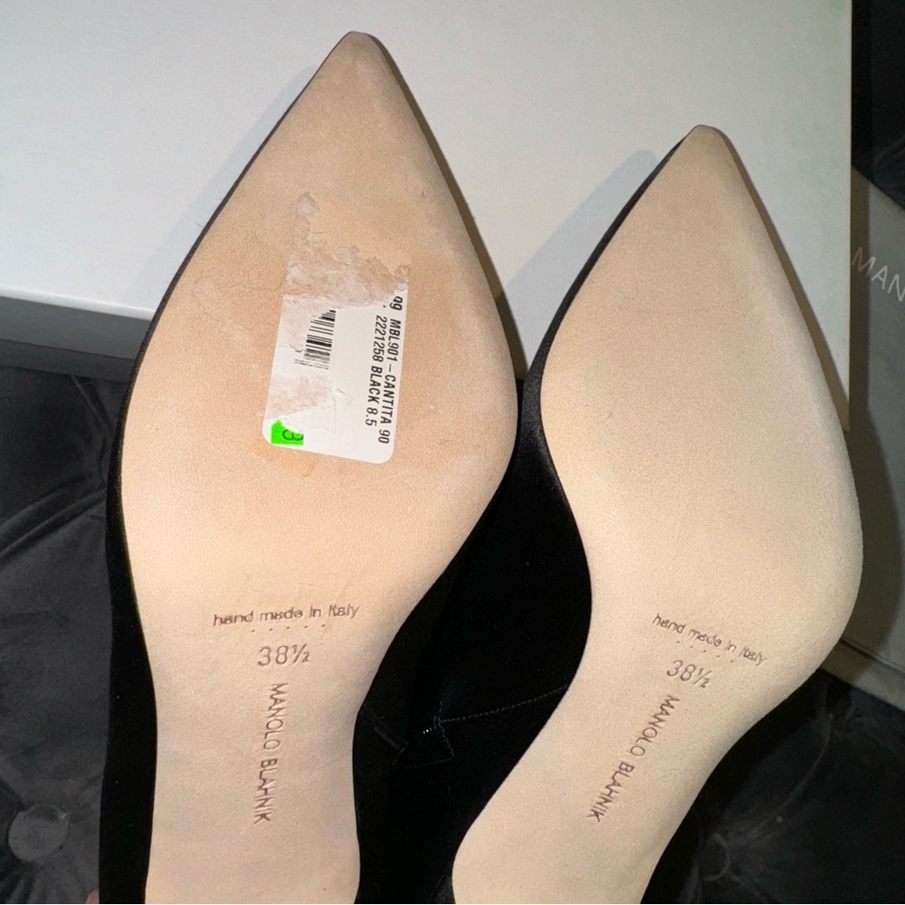 New Size 38.5 Manolo Blahnik Cantita Satin Black Ankle
Boots - Picture 5 of 11